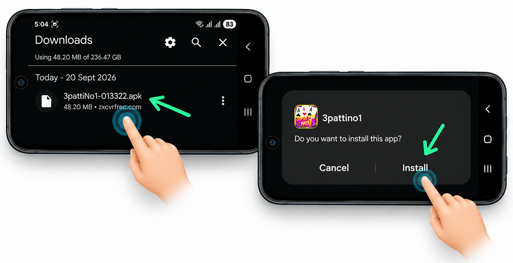 3 Patti No1 APK installation steps on Android