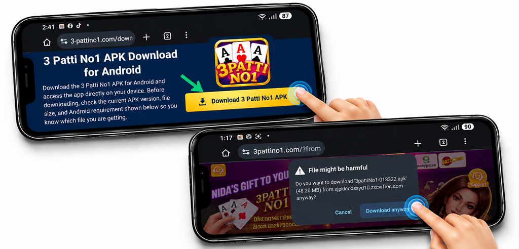 Steps to download 3 Patti No1 APK on Android